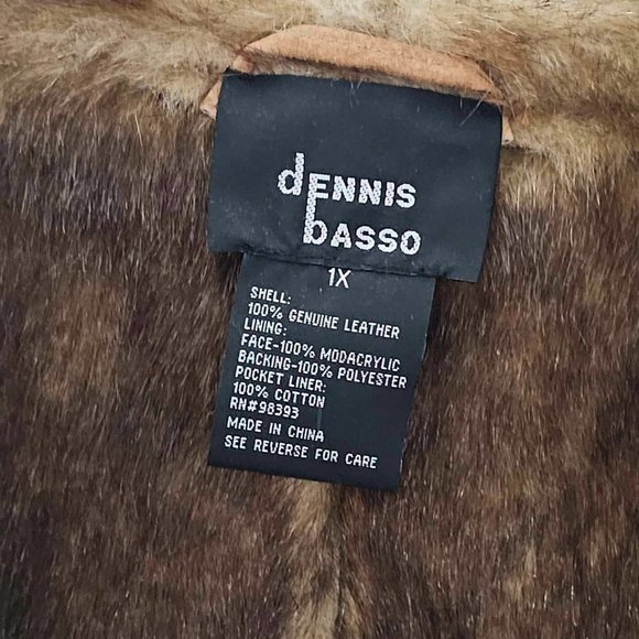 Tan Brown Suede Faux Fur Leather Long Winter Coat Rope Style Pattern 1X - Picture 3 of 3